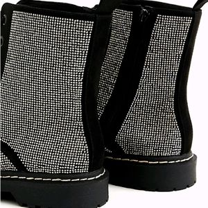 Betsey Johnson Rhinestone Combat Bootie